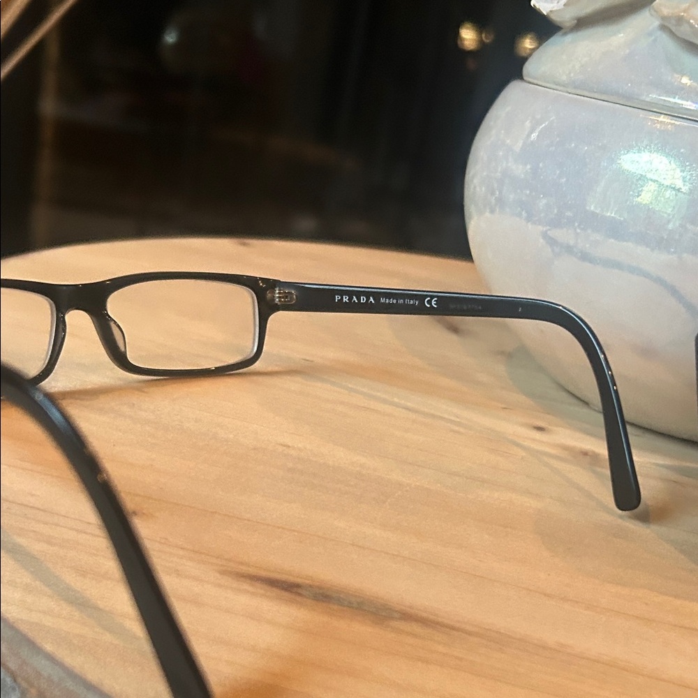 Prada Classic Black Rectangular Eyeglasses Vpr 07… - image 4